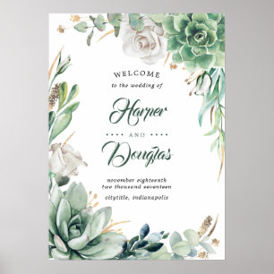 Verdure et or Elégante Affiche de bienvenue de mar