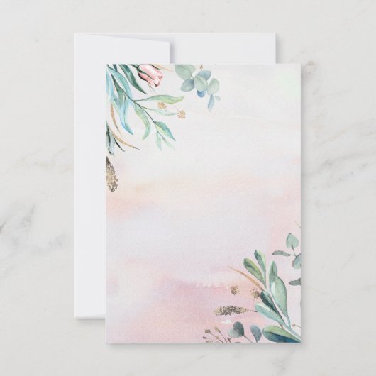 Verdure et rose rose Mariage élégant RSVP (Dos)
