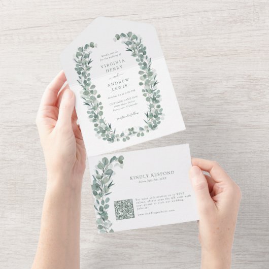 Verdure Eucalyptus Botanique Invitation Tout En Un (Déchirure)