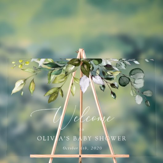 Verdure, Eucalyptus Feuilles, Baby shower Bienvenu (Neutre)