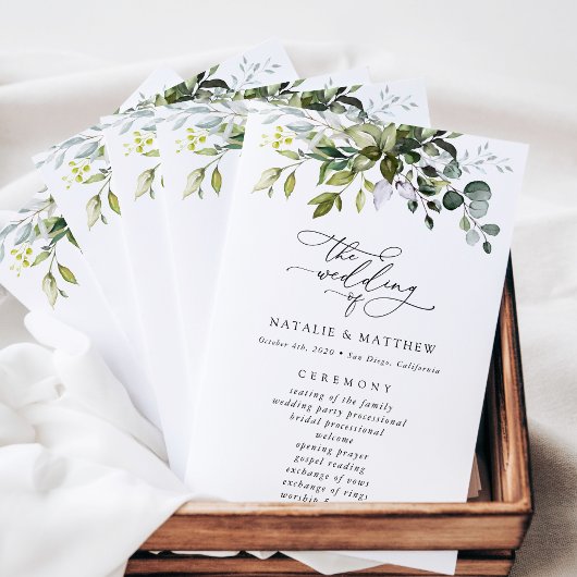 Verdure, Eucalyptus Feuilles, programme de mariage
