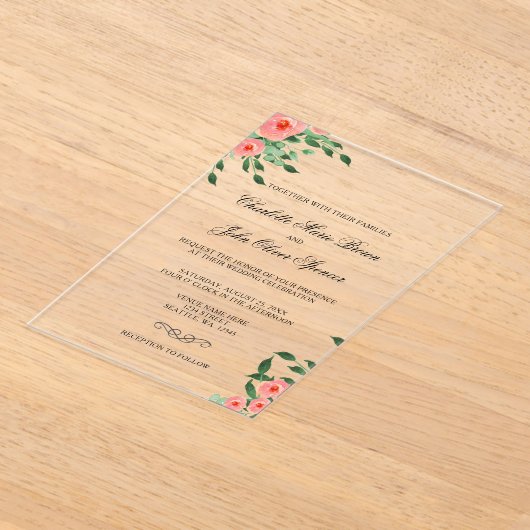 Verdure Fleurs de Pêche Simple Invitations de mari (Poser)