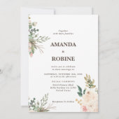 Verdure Floral Elégant Mariage Invitation (Dos)