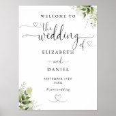 Verdure Floral Heart Script Mariage Affiche de bie (Devant)