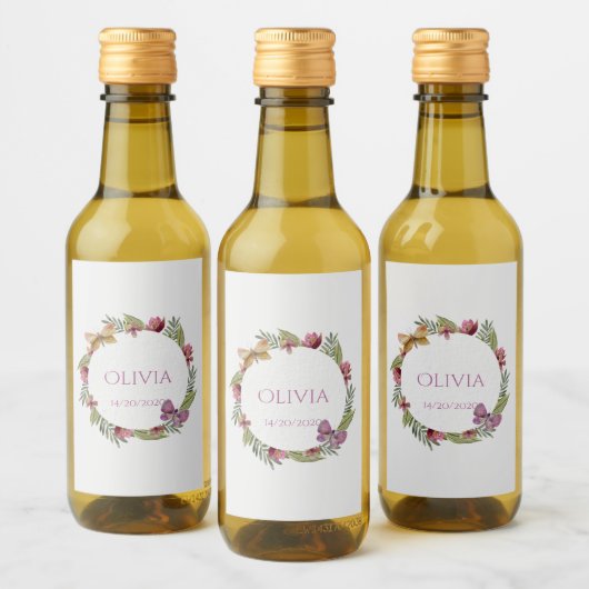 Verdure Floral Mini bouteilles de vin Étiquette (Bouteilles)