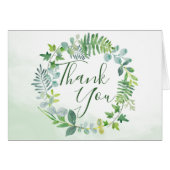 Verdure Foliage Wreath Aquarelle Merci (Devant Horizontal)