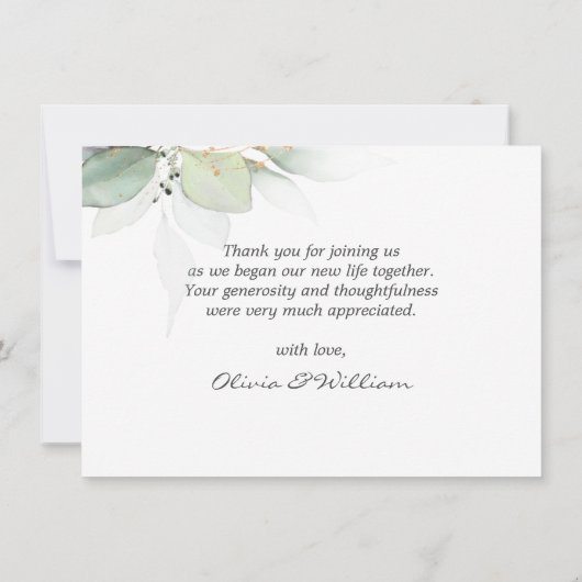 Verdure Gold Foliage Eucalyptus Merci note (Dos)