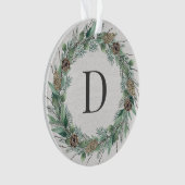 Verdure hivernale rustique Monogramme Wreath Bois  (devant)