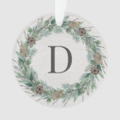 Verdure hivernale rustique Monogramme Wreath Bois  (devant)