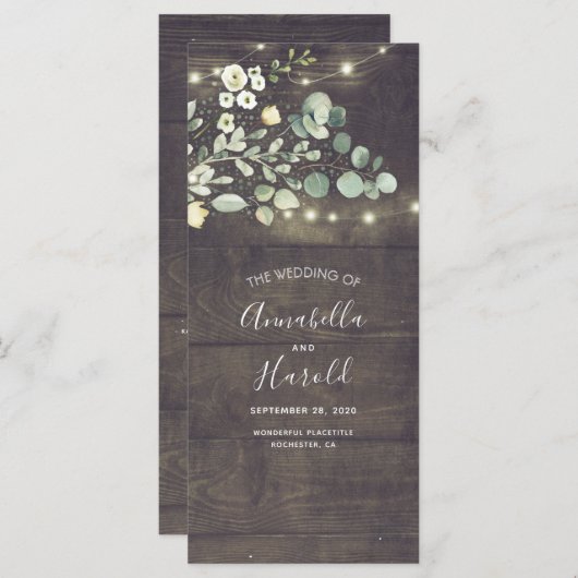 Verdure Jardin rustique Programmes de mariage (Devant / Derrière)