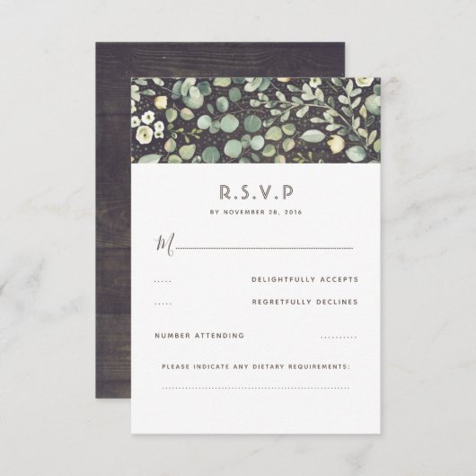 Verdure Mariage rustique RSVP (Devant / Derrière)