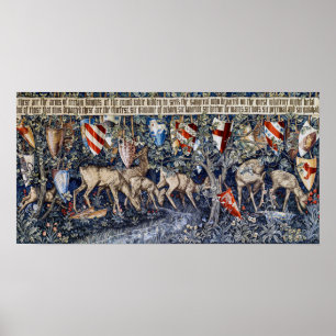Verdure met herten en schilden, William Morris Poster