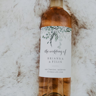 Verdure minimaliste Eucalyptus Mariage Étiquettes