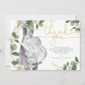 Verdure moderne Carte de remerciements bébé Gold E (Devant)