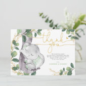 Verdure moderne Carte de remerciements bébé Gold E (Debout devant)