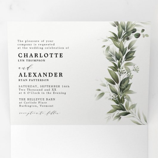 Verdure Monochromati Tout en un Mariage Tri-Fold (Intérieur en premier)