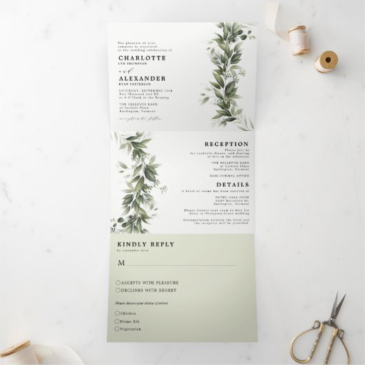 Verdure Monochromati Tout en un Mariage Tri-Fold (Intérieur)