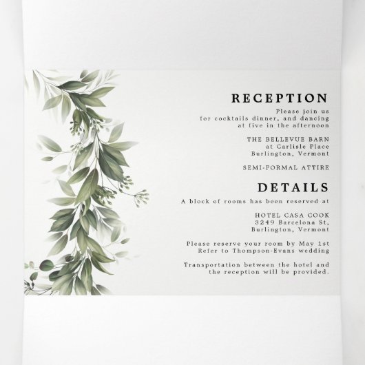 Verdure Monochromati Tout en un Mariage Tri-Fold (Intérieur au milieu)