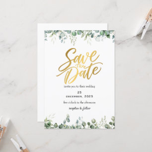 Verdure Romantique Sauvez La Date Invitation