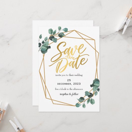 Verdure Romantique Sauvez La Date Invitation (Devant/Arrière en situation)