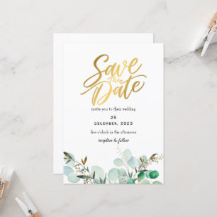 Verdure Romantique Sauvez La Date Invitation