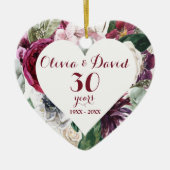 Verdure rose 30e anniversaire ornement céramique (Devant)