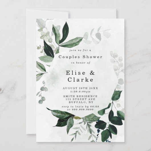 Verdure Rustique Eucalyptus Couples Invitations de (Devant)