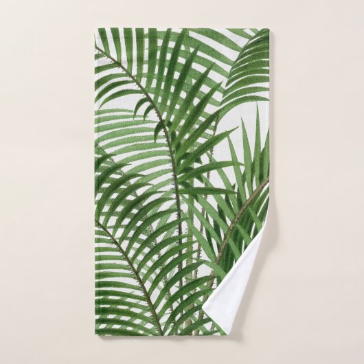 Verdure tropicale Aquarelle Palm Tree Feuilles (Serviette à main)