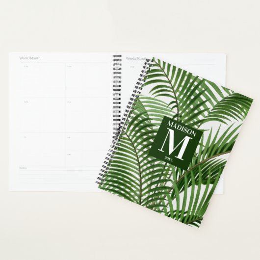 Verdure tropicale Aquarelle Palmier Monogramme (Devant avec enveloppe)