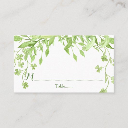 Verdure Verre Floral Mariage Cartes de Place (Devant)