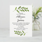 Verdure Wreath Feuille Moderne Faire-part de maria (Debout devant)