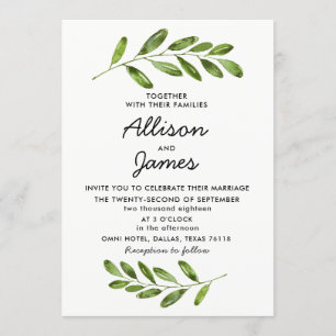 Verdure Wreath Feuille Moderne Faire-part de maria