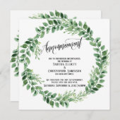 Verdure Wreath reportée Faire-part Mariage (Devant / Derrière)