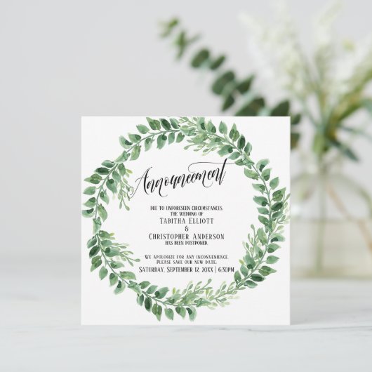 Verdure Wreath reportée Faire-part Mariage (Debout devant)