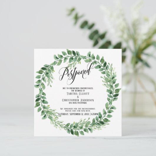 Verdure Wreath reportée Faire-part Mariage (Debout devant)