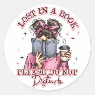 Verdwaald in een boek... ronde sticker