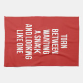 Verdwenen tussen wensen en kijken als snack, grapp theedoek (Horizontaal)