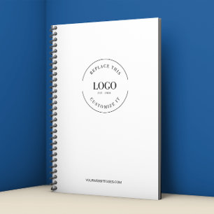 Vereenvoudig uw logo en website promotionele zaken notitieboek