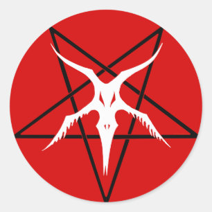 Vereenvoudigd Baphomet Pentagram - Rood Ronde Sticker