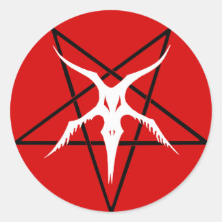 Vereenvoudigd Baphomet Pentagram - Rood Ronde Sticker