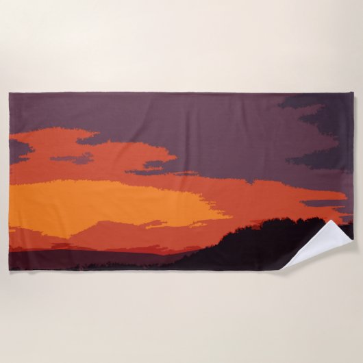 Vereenvoudigde zonsondergang strandlaken (Voorkant)