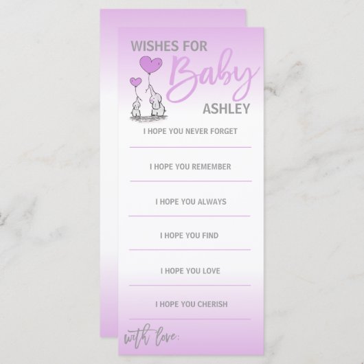 Vereist Baby shower Lavender Paarse Elephant (Voorkant / Achterkant)