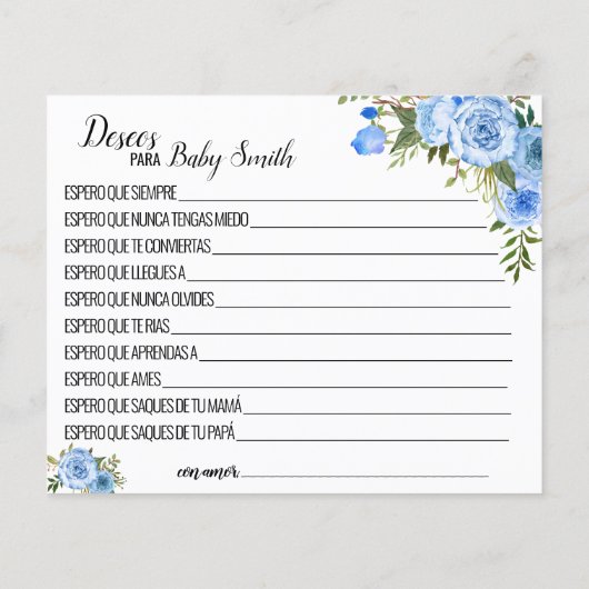 Vereist de nieuwe babyblauwe baby shower kaart (Achterkant)