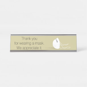 Vereist zakmasker voor coronavirus-gezichtsveld bureau naambordje