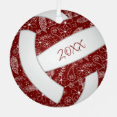 veren doedels maroon white volleyball metalen ornament (Achterkant)