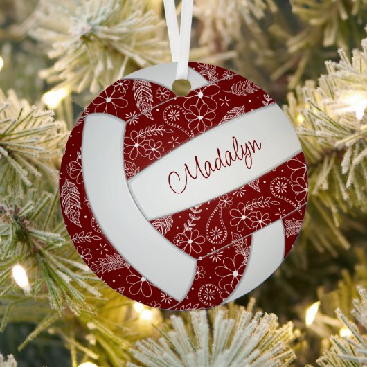 veren doedels maroon white volleyball metalen ornament (Insitu)