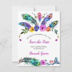 Veren en bloemen Quinceañera White Save The Date