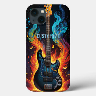 Veren en vlammen elektrische basgitaar iPhone 13 hoesje