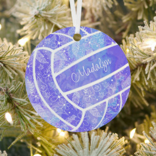 veren paislies floreel paars volleybal metalen ornament