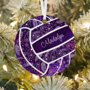 veren paislies floreel paars volleybal metalen ornament